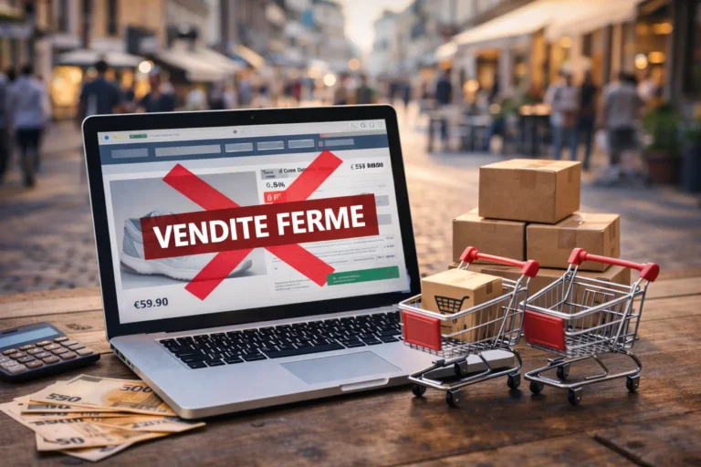 Laptop che mostra vendite ferme con carrelli vuoti, illustrando perché il mio sito web non converte.